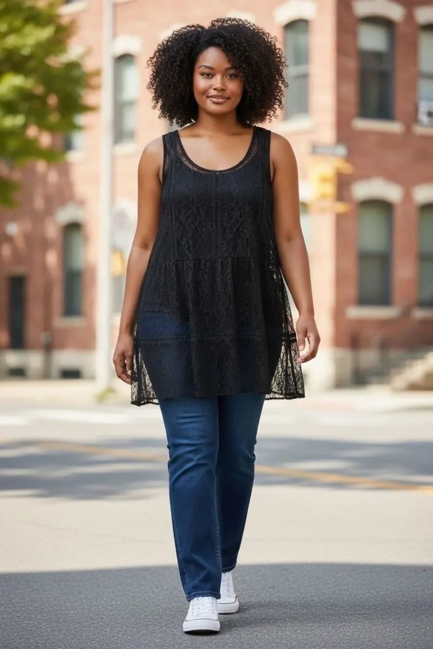 NWT Torrid Black Lace Tunic with Cami Size 1 1X 14-16